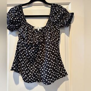 Black and White Floral Blouse